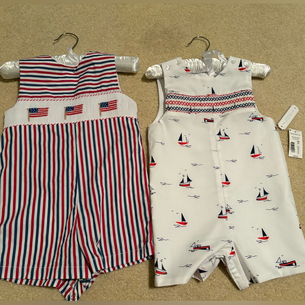 American flag Striped and Sailboat rompers for toddler